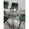 Gallery Collection Miro Clear Glass 6 Seater Table & 6 Seurat Green Velvet Chairs