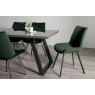 Gallery Collection Hirst Grey Painted Glass 6 Seater Table & 6 Fontana Green Velvet Chairs