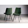 Gallery Collection Hirst Grey Painted Glass 6 Seater Table & 6 Fontana Green Velvet Chairs