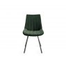 Gallery Collection Hirst Grey Painted Glass 6 Seater Table & 6 Fontana Green Velvet Chairs