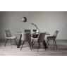 Gallery Collection Hirst Grey Painted Glass 6 Seater Table & 6 Fontana Grey Velvet Chairs