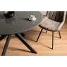 Gallery Collection Hirst Grey Painted Tempered Glass 4 Seater Dining Table & 4 Fontana Tan Faux Suede Fabric Chairs with Grey Hand Brushing on Black Powder Coated Legs