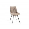 Gallery Collection Hirst Grey Painted Tempered Glass 4 Seater Dining Table & 4 Fontana Tan Faux Suede Fabric Chairs with Grey Hand Brushing on Black Powder Coated Legs