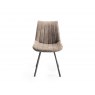 Gallery Collection Hirst Grey Painted Tempered Glass 4 Seater Dining Table & 4 Fontana Tan Faux Suede Fabric Chairs with Grey Hand Brushing on Black Powder Coated Legs
