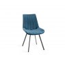 Gallery Collection Hirst Grey Painted Glass 4 Seater Table & 4 Fontana Blue Velvet Chairs