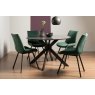 Gallery Collection Hirst Grey Painted Glass 4 Seater Table & 4 Fontana Green Velvet Chairs
