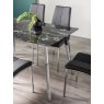 Gallery Collection Emin Black Marble Effect Tempered Glass 6 Seater Table & 4 Benton Black Faux Leather Chairs with Shiny Nickel Legs