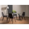 Gallery Collection Martini Clear Glass 6 Seater Table & 4 Mondrian Dark Grey Faux Leather Chairs