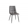 Gallery Collection Martini Clear Glass 6 Seater Table & 4 Mondrian Dark Grey Faux Leather Chairs