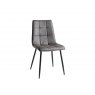 Gallery Collection Martini Clear Glass 6 Seater Table & 6 Mondrian Dark Grey Faux Leather Chairs