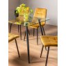 Gallery Collection Martini Clear Tempered Glass 6 Seater Dining Table & 4 Mondrian Mustard Velvet Fabric Chairs with Sand Black Powder Coated Legs