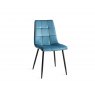 Gallery Collection Martini Clear Glass 6 Seater Table & 4 Mondrian Petrol Blue Velvet Chairs