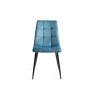 Gallery Collection Martini Clear Glass 6 Seater Table & 4 Mondrian Petrol Blue Velvet Chairs