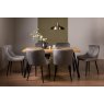 Gallery Collection Ramsay Oak Melamine 6 Seater Table - 4 Legs & 6 Cezanne Grey Velvet Chairs - Black Legs