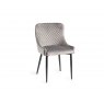 Gallery Collection Ramsay Oak Melamine 6 Seater Table - 4 Legs & 6 Cezanne Grey Velvet Chairs - Black Legs