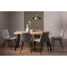 Gallery Collection Ramsay Oak Melamine 6 Seater Table - 4 Legs & 6 Mondrian Grey Velvet Chairs