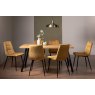 Gallery Collection Ramsay Oak Melamine 6 Seater Table - 4 Legs & 6 Mondrian Mustard Velvet Chairs