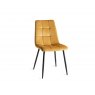 Gallery Collection Ramsay Oak Melamine 6 Seater Table - 4 Legs & 6 Mondrian Mustard Velvet Chairs