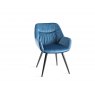 Gallery Collection Ramsay Oak Melamine 6 Seater Table - 4 Legs & 4 Dali Petrol Blue Velvet Chairs