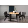 Gallery Collection Ramsay Oak Melamine 6 Seater Table - U Leg & 4 Cezanne Dark Grey Faux Leather Chairs - Black Legs