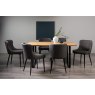 Gallery Collection Ramsay Oak Melamine 6 Seater Table - U Leg & 6 Cezanne Dark Grey Faux Leather Chairs - Black Legs