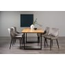 Gallery Collection Ramsay Rustic Oak Effect Melamine 6 Seater Dining Table with U Leg  & 4 Cezanne Grey Velvet Fabric Chairs with Sand Black Powder Coated Legs