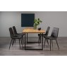 Gallery Collection Ramsay Oak Melamine 6 Seater Table - U Leg & 4 Mondrian Dark Grey Faux Leather Chairs