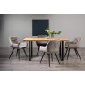 Gallery Collection Ramsay Rustic Oak Effect Melamine 6 Seater Dining Table with U Leg  & 4 Dali Grey Velvet Fabric Chairs with Sand Black Powder Coated Legs