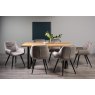 Gallery Collection Ramsay Rustic Oak Effect Melamine 6 Seater Dining Table with U Leg  & 6 Dali Grey Velvet Fabric Chairs with Sand Black Powder Coated Legs
