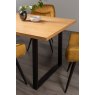 Gallery Collection Ramsay Rustic Oak Effect Melamine 6 Seater Dining Table with U Leg  & 6 Dali Mustard Velvet Fabric Chairs with Sand Black Powder Coated Legs