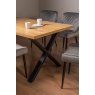 Gallery Collection Ramsay Oak Melamine 6 Seater Table - X Leg & 4 Cezanne Grey Velvet Chairs - Black Legs