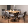 Gallery Collection Ramsay Rustic Oak Effect Melamine 6 Seater Dining Table with X Leg  & 6 Cezanne Grey Velvet Fabric Chairs with Sand Black Powder Coated Legs