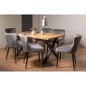 Gallery Collection Ramsay Oak Melamine 6 Seater Table - X Leg & 6 Cezanne Grey Velvet Chairs - Black Legs