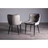 Gallery Collection Ramsay Oak Melamine 6 Seater Table - X Leg & 6 Cezanne Grey Velvet Chairs - Black Legs