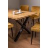 Gallery Collection Ramsay Oak Melamine 6 Seater Table - X Leg & 4 Cezanne Mustard Velvet Chairs - Black Legs