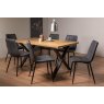 Gallery Collection Ramsay Oak Melamine 6 Seater Table - X Leg & 6 Mondrian Dark Grey Faux Leather Chairs