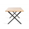 Gallery Collection Ramsay Oak Melamine 6 Seater Table - X Leg & 4 Mondrian Grey Velvet Chairs