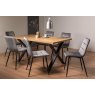 Gallery Collection Ramsay Oak Melamine 6 Seater Table - X Leg & 6 Mondrian Grey Velvet Chairs