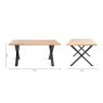 Gallery Collection Ramsay Rustic Oak Effect Melamine 6 Seater Dining Table with X Leg  & 4 Mondrian Mustard Velvet Fabric Chairs with Sand Black Powder Coated Legs
