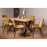 Gallery Collection Ramsay Oak Melamine 6 Seater Table - X Leg & 6 Mondrian Mustard Velvet Chairs