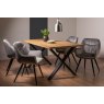 Gallery Collection Ramsay Oak Melamine 6 Seater Table - X Leg & 4 Dali Grey Velvet Chairs