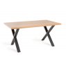 Gallery Collection Ramsay Oak Melamine 6 Seater Table - X Leg & 4 Dali Grey Velvet Chairs