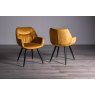Gallery Collection Ramsay Oak Melamine 6 Seater Table - X Leg & 6 Dali Mustard Velvet Chairs