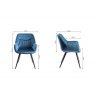 Gallery Collection Ramsay Oak Melamine 6 Seater Table - X Leg & 4 Dali Petrol Blue Velvet Chairs