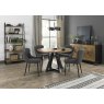 Signature Collection Indus Rustic Oak 4 Seater Table & 4 Cezanne Dark Grey Faux Leather Chairs - Black Legs