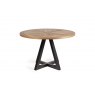 Signature Collection Indus Rustic Oak 4 Seater Dining Table with Peppercorn Legs & 4 Dali Grey Velvet Fabric Chairs with Sand Black Powder Coated Legs
