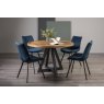 Signature Collection Indus Rustic Oak 4 Seater Table & 4 Fontana Blue Velvet Chairs