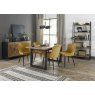 Signature Collection Indus Rustic Oak 4-6 Seater Table & 4 Cezanne Mustard Velvet Chairs - Black Legs