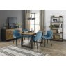 Signature Collection Indus Rustic Oak 4-6 Seater Table & 4 Cezanne Petrol Blue Velvet Chairs - Black Legs