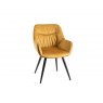 Signature Collection Indus Rustic Oak 4-6 Seater Table & 4 Dali Mustard Velvet Chairs - Black Legs